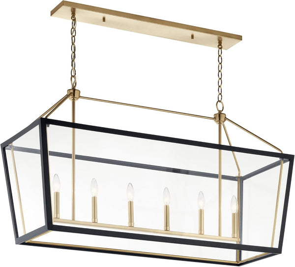 Delvin 6-Light Linear Chandelier, Champagne Bronze and Black1