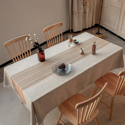 Tablecloths, Waterproof Table Cloth, Linens Wrinkle Free Anti-Fading, Rustic Table Cover Decoration for Kitchen Dinning Christmas (Rectangle/Oblong, 55''X70'',4-6 Seats, Light Coffee)2