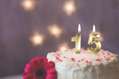 Gold 15Th & 51 Birthday Candles,Gold Number 15 Cake Topper for Birthday Decorations Party Decoration4