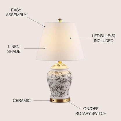 Penelope Ginger Jar 22" LED Table Lamp, Gray/White4