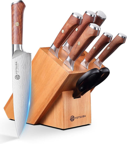 8 PCS Japanese Kitchen Knife Set with Block, Ultra Sharp Knives Set1