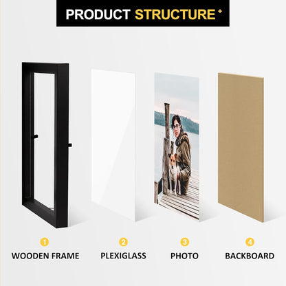 4X6 Double Picture Frame Black Wooden Hinged Photo Frame3