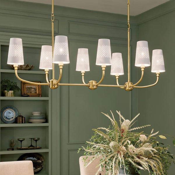 Adeena 8-Light Linear Chandelier Light, Brushed Natural Brass7