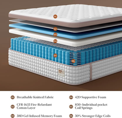 Extra Firm Full Mattress 14 Inch, Luxury Hybrid Mattress in a Box for Deep Sleep & Lumbar Support, Certipur-Us & Zero Fiberglass, 365-Night Trial2