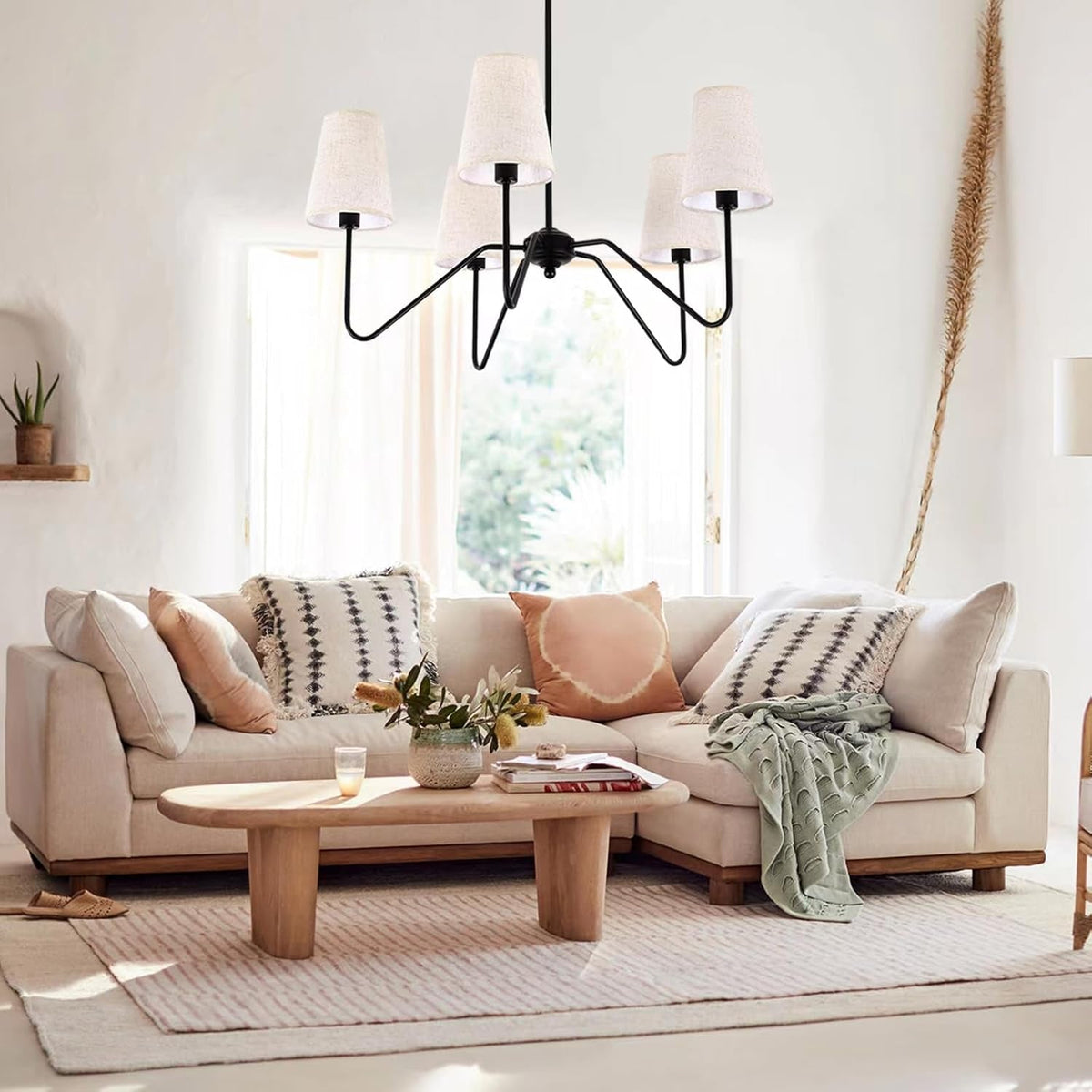 5-light-30-black-modern-farmhouse-chandelier-with-white-fabric-shade