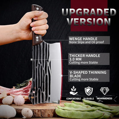 Forged Cleaver Knife Butcher Knife for Vegetable and Meat Cutting,With Non-Slip Wooden Handle4
