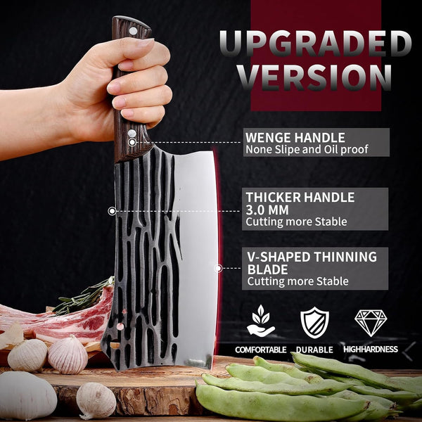 Forged Cleaver Knife Butcher Knife for Vegetable and Meat Cutting,With Non-Slip Wooden Handle4