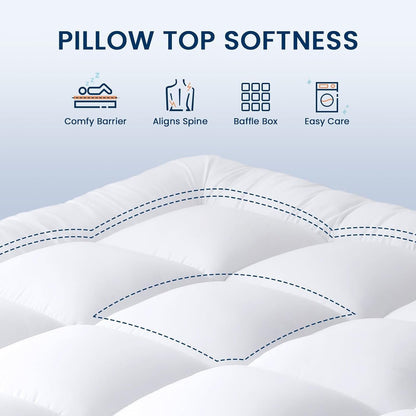 Full Size Mattress Topper Extra Thick, Cooling Plush Mattress Pad | Soft & Breathable Brushed Cover, down Alternative Fill, Pillow Top Bed Topper with 8-21" Deep Pocket2