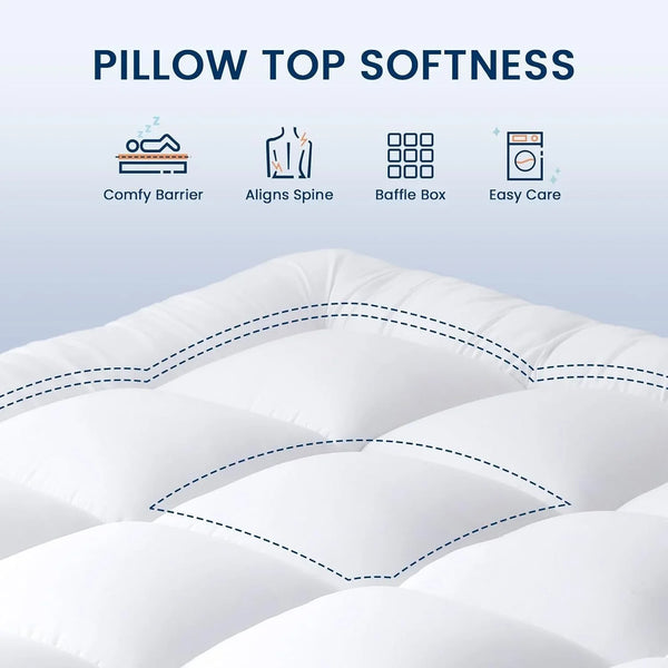 Full Size Mattress Topper Extra Thick, Cooling Plush Mattress Pad | Soft & Breathable Brushed Cover, down Alternative Fill, Pillow Top Bed Topper with 8-21" Deep Pocket2