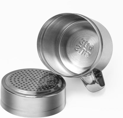 Stainless Steel Salt and Pepper Shakers Set, 10 OZ Seasoning Spice Shaker with Lid and Handle 127 Holes, Metal Dredge Shaker for Powder Sugar Cooking Kitchen Baking (2 Pieces)6