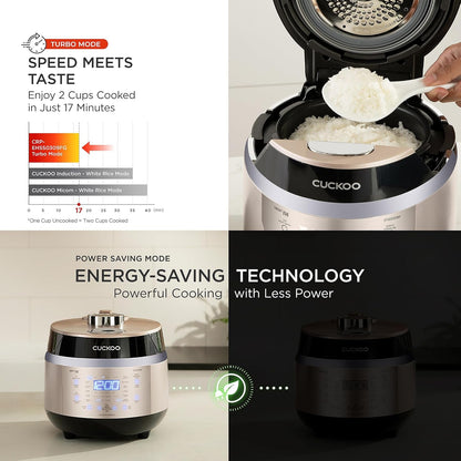 CUCKOO High Pressure Induction Rice Cooker, 6-Cup Cooked, CRP-EHSS0309FG | Small 3-Cup Uncooked Capacity, Nonstick Inner Pot, 17 Cooking Modes, 17-22 Minute Turbo White Rice, Auto Clean, Made in Korea8