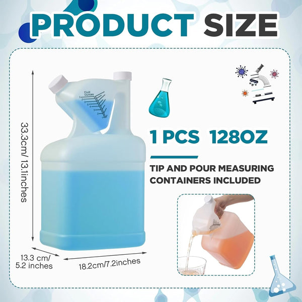 1 Pcs 128Oz Measuring Containers 1 Gallon Hdpe Chemical Ounce Measuring Jug Cups with Lids Cover Plastic Bottle, up to 8Oz Capacity2