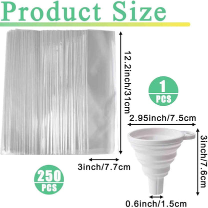 250 Pcs Disposable Ice Lolly Molds – Plastic Freeze Pop Bags with Silicone Funnel for Homemade Yogurt and Candy (3 X 12 Inch)2