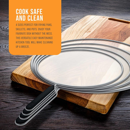 4-Piece Stainless Steel Splatter Guard Set (13", 11.5", 10",8”) Fine Mesh Cover, Grease & Oil, Splatter Screen for Frying Pan, Cooking Pots, with Comfort Grip Handles7