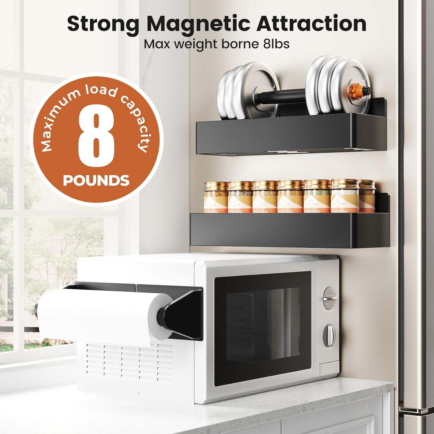 magnetic-spice-rack-for-refrigerator-7-pack-magnetic-shelf-fridge-magnet-organizer-with-paper-towel-holder-utensils-racks-hook-rack-fridge-organizers-and-storage-black7-pack