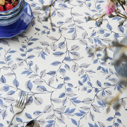 Rustic Tablecloth Classic Plant Leaf Printed Linen Fabric Table Cover Farmhouse Decoration 52X70 Inches Rectangle/Oblong Blue for Kitchen Dining9