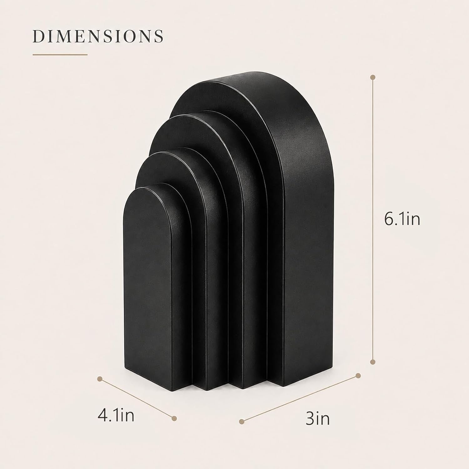 book-ends-for-heavy-books-resin-decorative-bookends-heavy-duty-bookend-for-shelves-book-stopper-for-shelves-modern-home-decor-aesthetic-book-ends-layered-arch-design-set-of-2matte-black