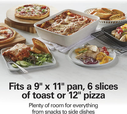 6-Slice Countertop Toaster Oven with Easy Reach Roll-Top Door, Bake Pan, Silver (31127D) & (76606ZA) Smooth Touch Electric Automatic Can Opener with Easy Push down Lever4