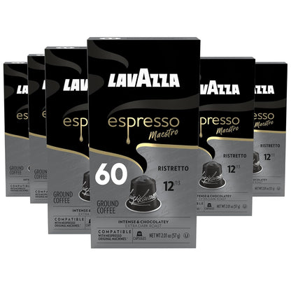 Lavazza Espresso Maestro Ristretto Aluminum Capsules Compatible with Nespresso* Original Machines, Dark Espresso Roast, Arabica and Robusta Blend (60 Capsules)1