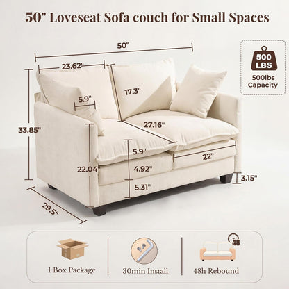 Loveseat Sofa, Cloud Love Seat Couch 3 Layer Cushion for Small Spaces2