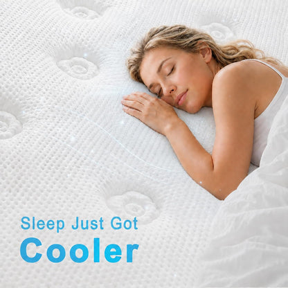 Queen Mattress 14 Inch Hybrid Mattress in a Box, Upgraded Memory Foam Pocket Springs for Superior Motion Isolation, Pressure Relie Deep Sleep Cooling Bed, Breathable Removable Cover3