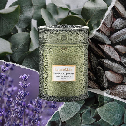 Eucalyptus Sage Fresh Scented Candles for Home, 19 Oz Soy Wax2