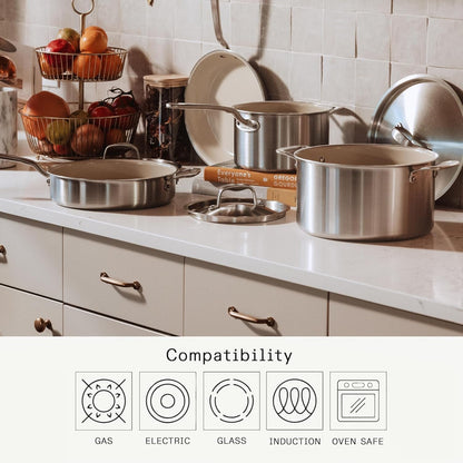 Made in Cookware - 3-Piece (Includes 8",10",12") Ceramiclad 2.0 Non Stick Frying Pan Set (Stainless Handle) - 5-Ply Stainless Clad with Stay-Cool Handle - Professional Cookware - Crafted in Italy6