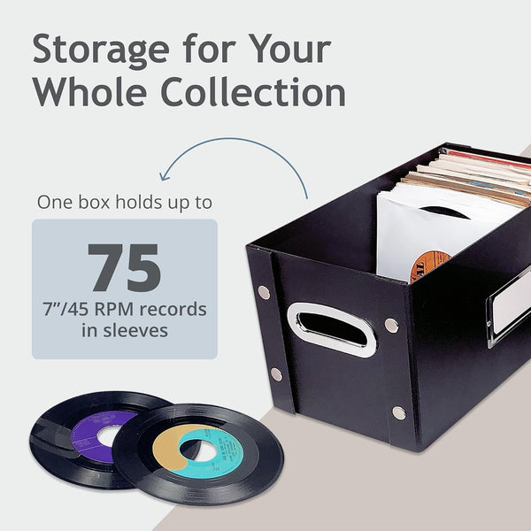 7 Inch Vinyl Record Storage Box, 1-Pack, Holds 75 Lps per Box3