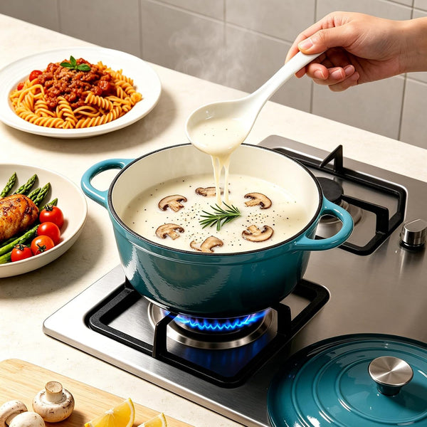 Enameled Cast Iron Dutch Oven, Non Stick Casserole Pot with Lid (Peacock Blue, 4.5 Quarts)5