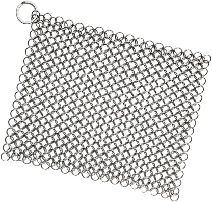 8"X6" Cast Iron Scrubber Stainless Steel Chainmail Cleaner for Pre-Seasoned Pans, Griddles, BBQ Grill and Pot Cookware Cleaning1