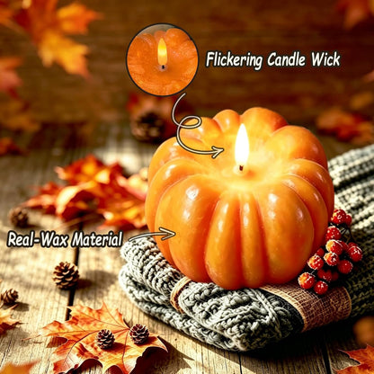 Fall Decor- 300 Hours Rechargeable Flickering Flameless Wax Pumpkin Candles5