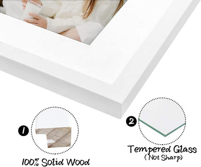 12X12 Solid Wood Picture Frame,Real Glass,Mat 8X8,White4