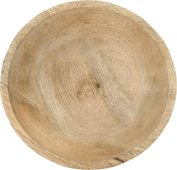 Creative Co-Op Ridged Mango Wood Footed Bowl, Brown8
