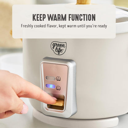 Rice Cooker with Removable Pfas-Free Ceramic Nonstick Pot, 3-Cups Uncooked/6-Cups Cooked, Grains & Oatmeal Multicooker, Compact One-Switch Design, Auto Keep Warm, Easy Clean, Cream6