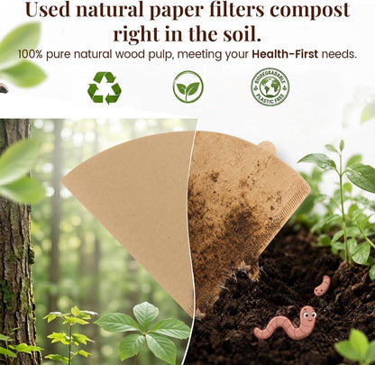 200Pcs Cone Coffee Filters #2, Unbleached Size 02 Coffee Filter | Disposable Natural Paper Filters 2-4 Cup, 02 Cone Filters Compatible with Pour over and Drip Coffee Maker7