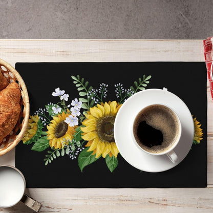 Sunflowers Wild Flowers Placemats Set of 6 Table Mats Table Tableware Place Mats with Non-Slip Heat-Resistant Washable for Dining Home Kitchen Party Indoor5