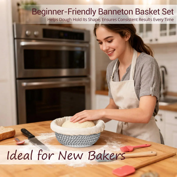 Banneton Bread Proofing Basket Sourdough Basket Cotton Rope Bread Baskets |  Sourdough Proofing Basket, 9''Round & 10''Oval Banneton Baskets with Liners & Covers, Cotton Rope Bread Baskets7