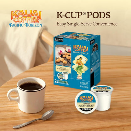 K-Cup Pods - Vanilla Macadamia Nut, 22 K-Cup Pods | Medium Roast, Arabica Coffee, 10% Hawaiian, for Keurig Brewers, Single Serve, Vanilla Beans with Toasted Macadamia Nuts4