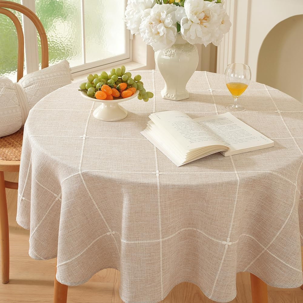 linen-table-cloth-round-70-inch-plaid-browm-round-tablecloth-70-in