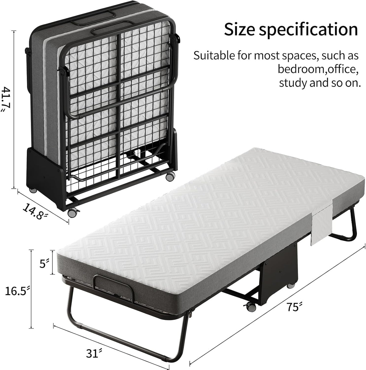 deluxe-folding-bed-with-mattress-with-5-inch-memory-foam-mattress-on-rollers-for-easy-storage-with-metal-frame-and-bed-side-pockets-75-31