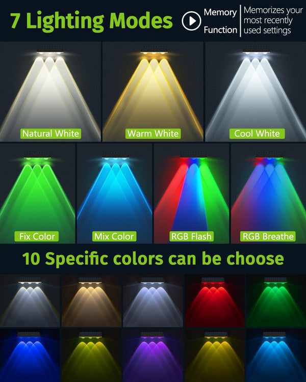 Solar Fence Lights Outdoor 8 Pack Waterproof Upgraded Brightness 3 LED Lens Solor Deck Lights Warm Cool Natural White RGB 10 Color outside Solar Powered Wall Light for Backyard Garden Patio Step Rail5