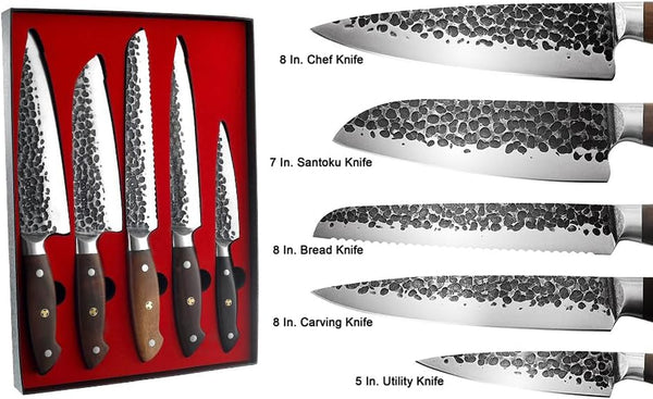 Professional Japanese Chef Knife Set - 5 Piece Kitchen Knife Set, Ultra Sharp High Carbon Stainless Steel Cooking Knives with Ergonomic Pakkawood Handle, Ideal Gift for Home Chefs5
