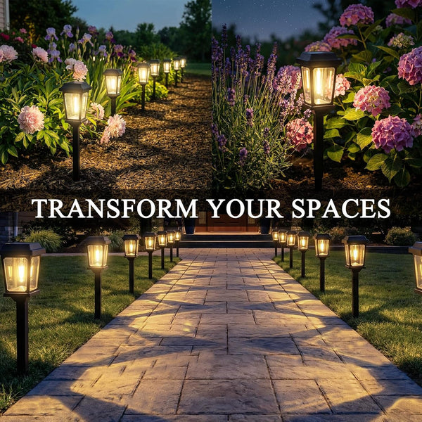Solar Pathway Lights Outdoor 10 Pack, LED Solar Garden Lights8