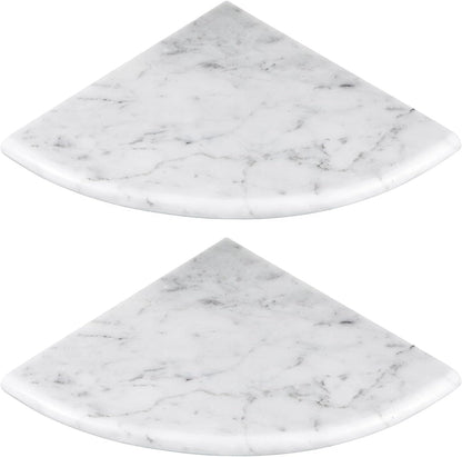 2 Pcs Marble Corner Shower Shelf, White and Gray Patterns1