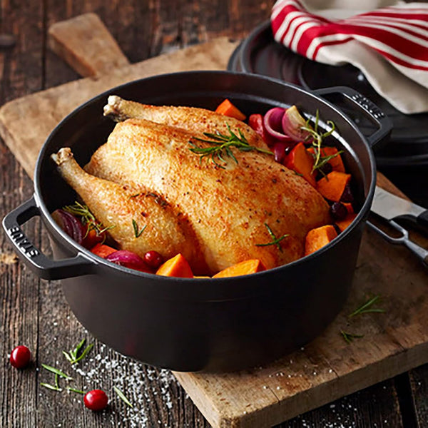 STAUB Cast Iron Dutch Oven 5.5-Qt round Cocotte, Made in France, Serves 5-6, Black Matte3