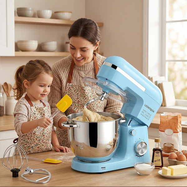 Stand Mixer, 6.5 Quart, 660W, Tilt-Head Food Mixer with 10+ Speeds, Stainless Steel, Multifunctional, for Bread Dough and Cake (Blue)7