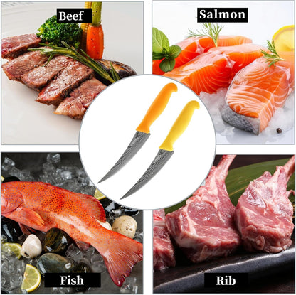 2PCS Curved Boning Knife, OHOLA 6 Inch Deboning Knife, Premium Stainless Steel Fillet Knife with Ergonomic PP Hanlde, Great for Meat, Fish, Poultry, Cutting, Trimming, Dishwasher Safe5