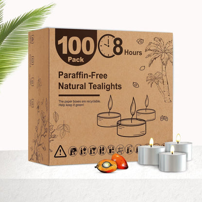 Tea Candles 100 Pack - 8 Hour Burn Time,Unscented Tea Lights Candles for Shabbat, Weddings, Christmas Lights, Home Decor1