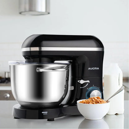 Stand Mixer,6.5-Qt 660W 6-Speed Tilt-Head Food Mixer, Kitchen Electric Mixer with Dough Hook, Wire Whip & Beater (Black, 6.5QT)7
