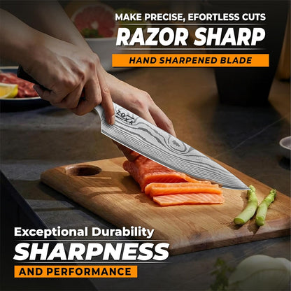 Kitchen Knife Set Professional Chef Knives, 8-Piece Stainless Steel Knife Set with Santoku, Nakiri, Bread, Paring, Boning Knives & Pakkawood Handle3
